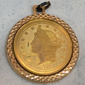 Gold Tone Coin Pendant